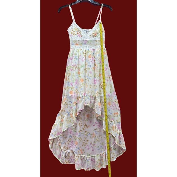 Rue 21 - Women's Summer Sleeveless High Low Hem Ruffle Floral Dress - White -XXS - Picture 6 of 16